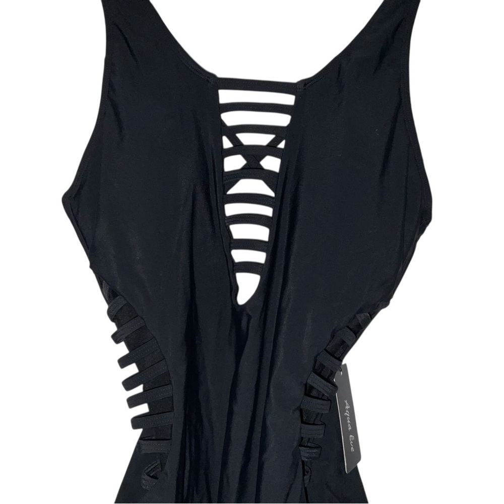 ๐ค Aqua Eve Black Strappy One-Piece Swimsuit โ Size 10 (NWT) - Picture 3 of 6